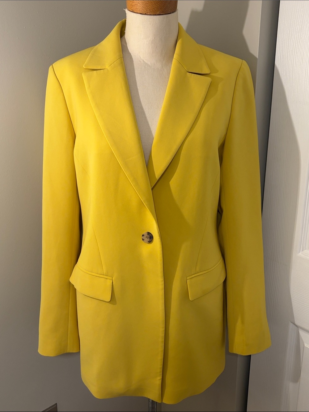 Lafayette 148 New York Yellow Single Button Tailored Blazer Jacket Size 6